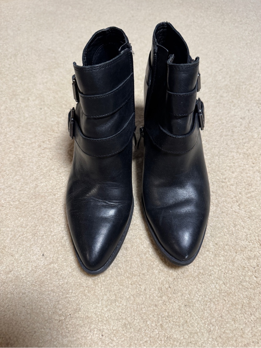 Franco Sarto Black Double-Buckle Ankle Booties